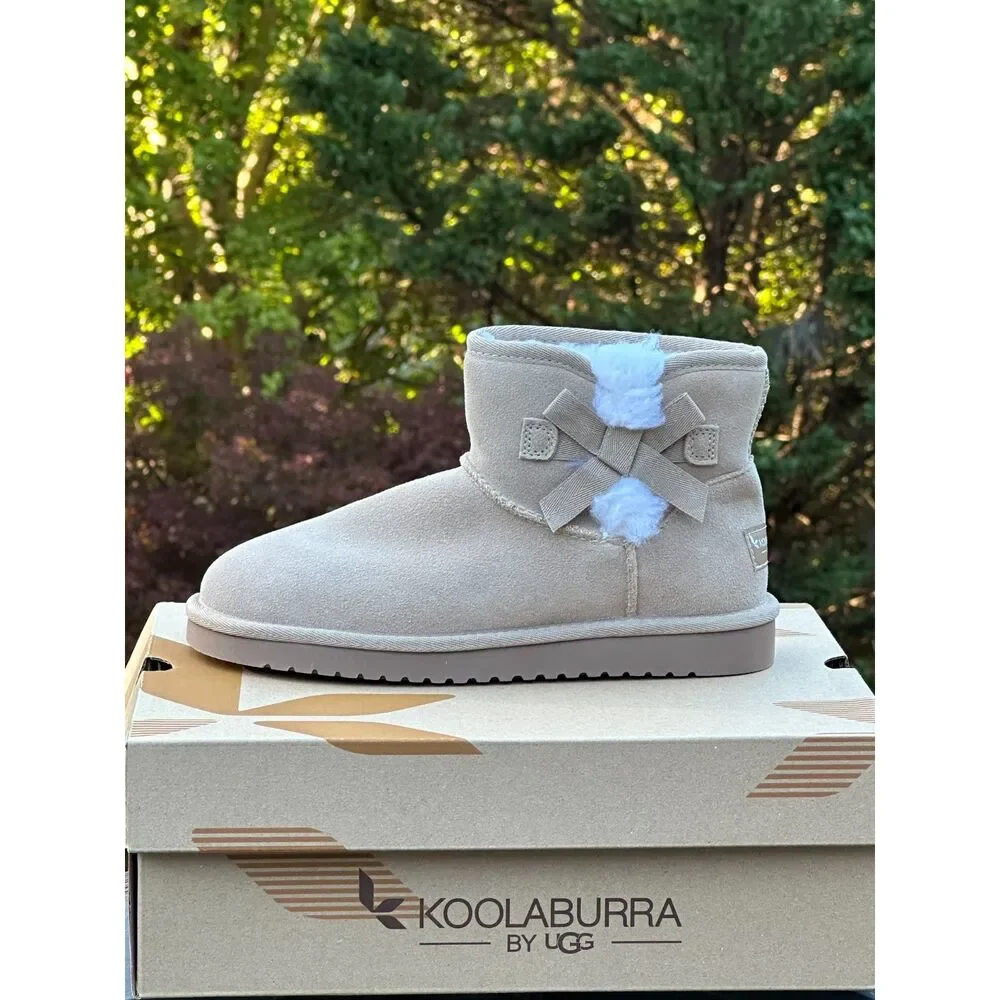 NIB Koolaburra by UGG Womens Shearling Bow Ankle Bootie - Womens 6 | Youth 4.5Y